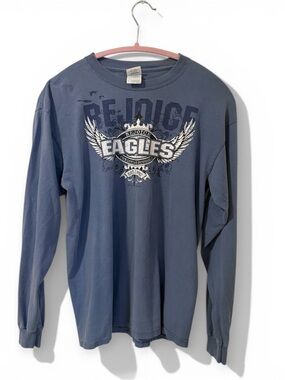 Y2K Blue Long Sleeve 'Eagles Rejoice' Graphic Tee